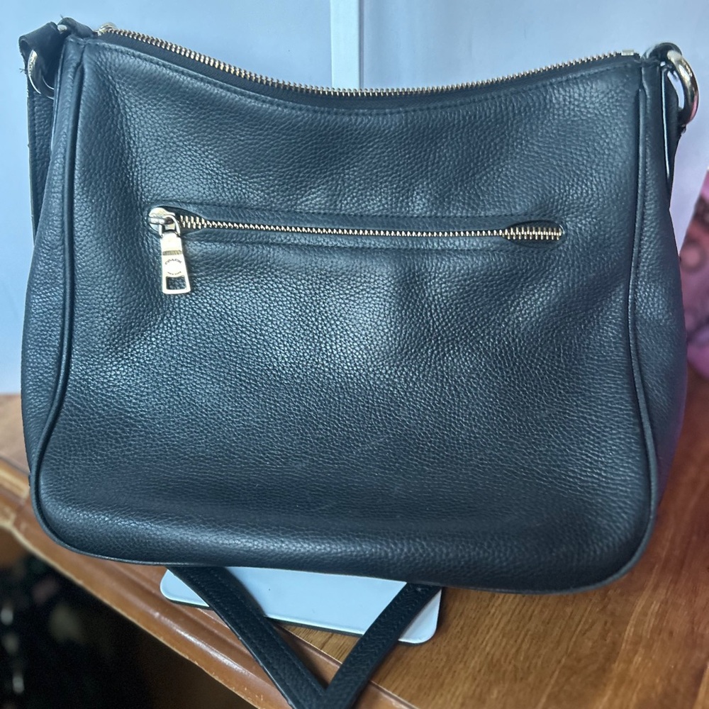 Coach Black Pebbled Leather Hobo Shoulder Bag with Tassel - Picture 2 of 12